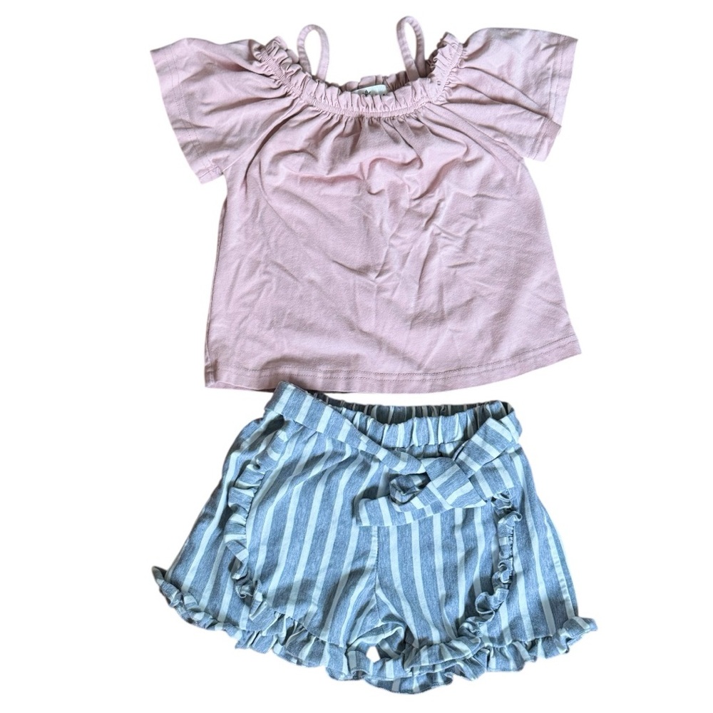 Marie Nicole Girls 2T Pink and Blue Striped Kids Matching Set